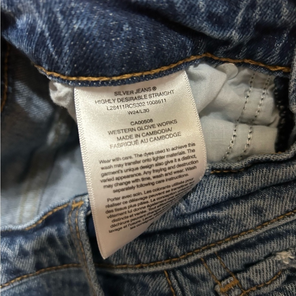 SILVER Highly Desirable High Rise Straight Leg Jeans Size 24 - Picture 11 of 11